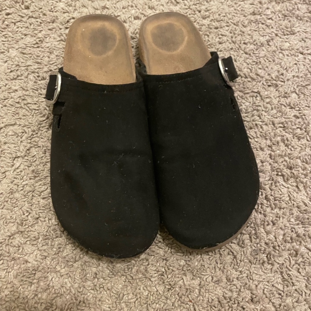 Time and Tru Black Mules with Buckle